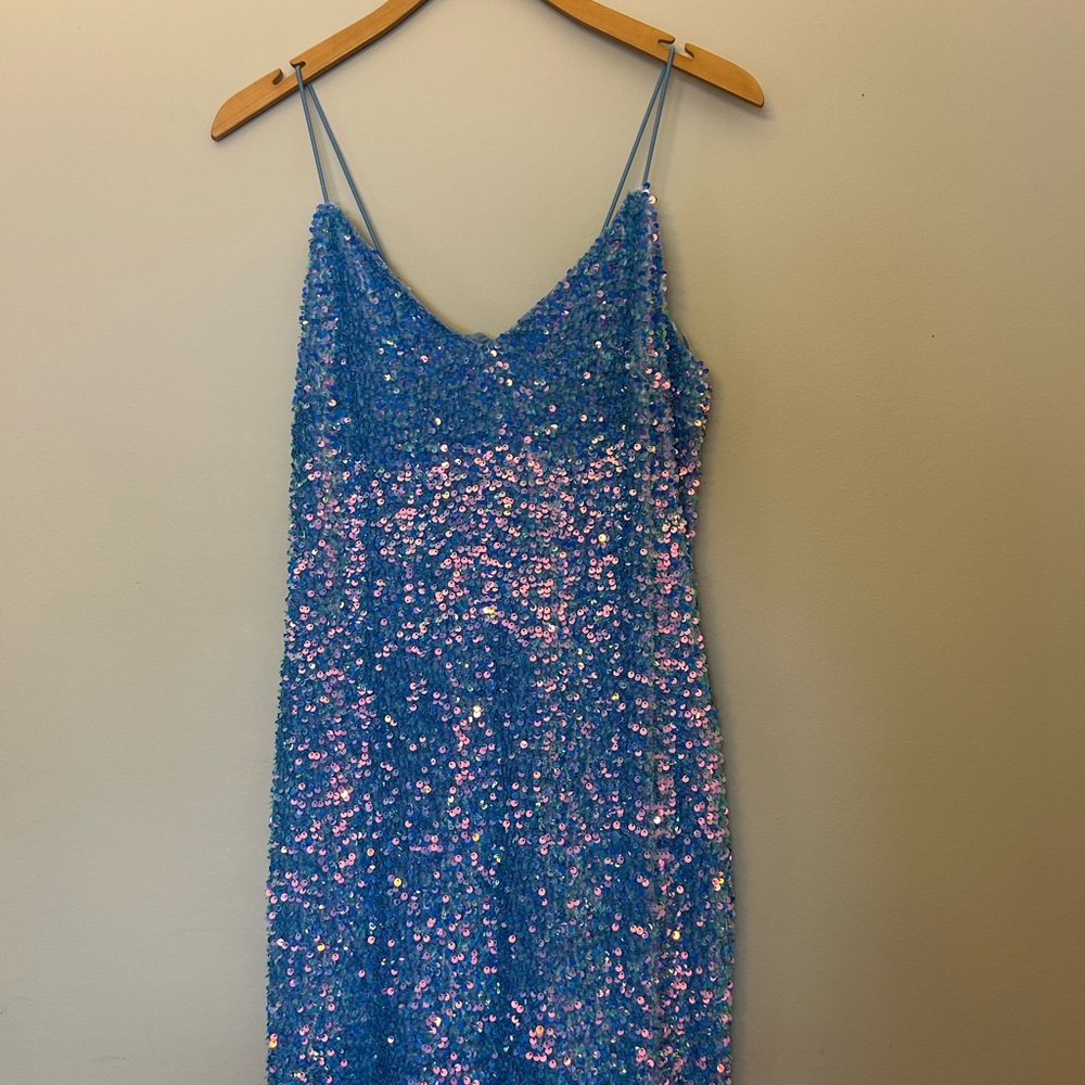 Francesca's Collections Light Blue Cocktail Mini Dress